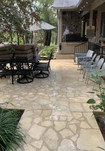 A stone pathway after being power washed