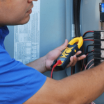 a licensed electrician upgrading a homeowner’s electrical panel