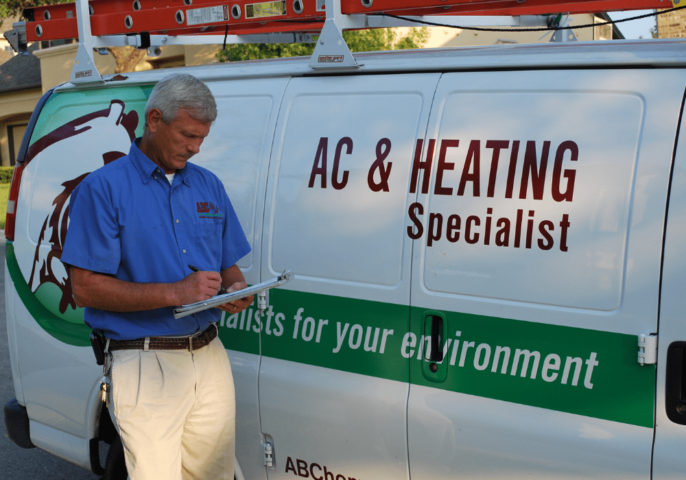 a heating and cooling specialist writing a report for a commercial facility