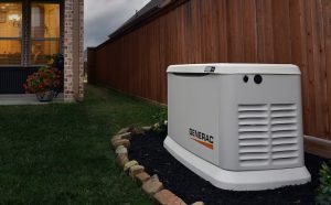 standby generator along a fence line