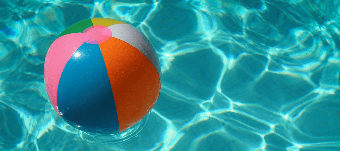 a beach ball in a pool