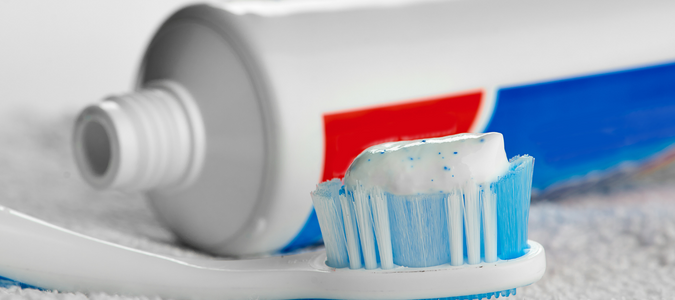 toothpaste and a toothbrush