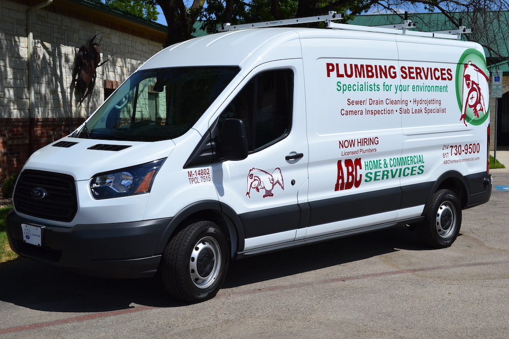 An ABC plumbing van