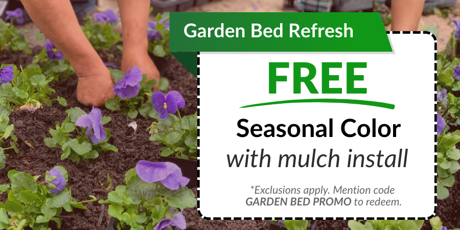FREE Seasonal Color with Mulch Install Promotion Graphic
