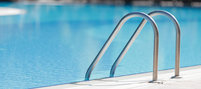 a pool with a ladder