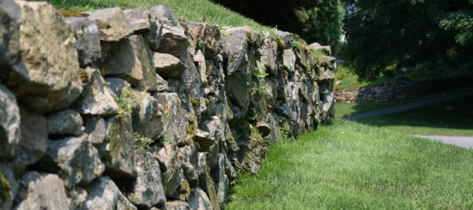 a rock retaining wall