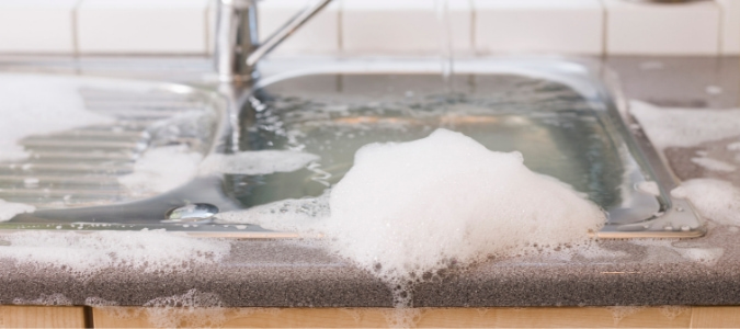 a sink where water is coming up