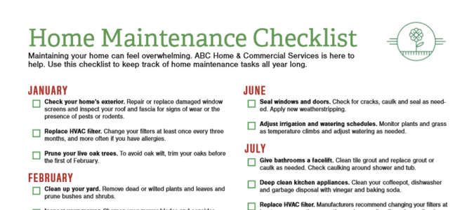Home maintenance checklist