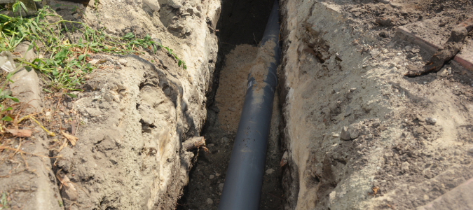 a sewer line in the ground