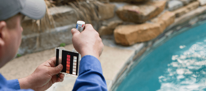 a professional working on a pool