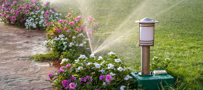 a sprinkler spraying water
