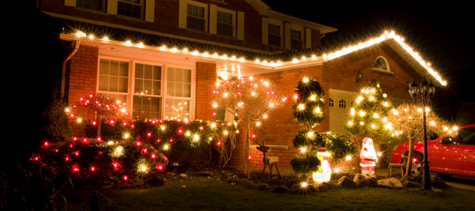 Christmas lights on a home