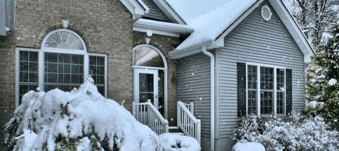 a snowy house