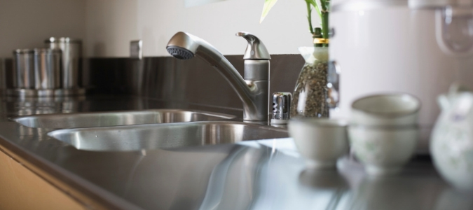 a clogged kitchen sink