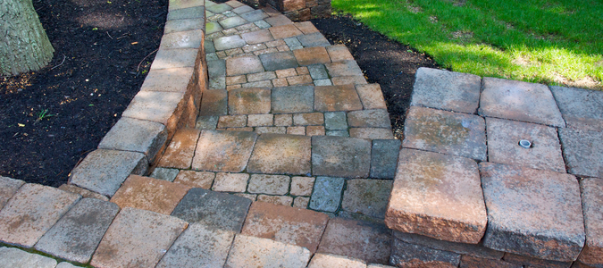 paver steps on a patio