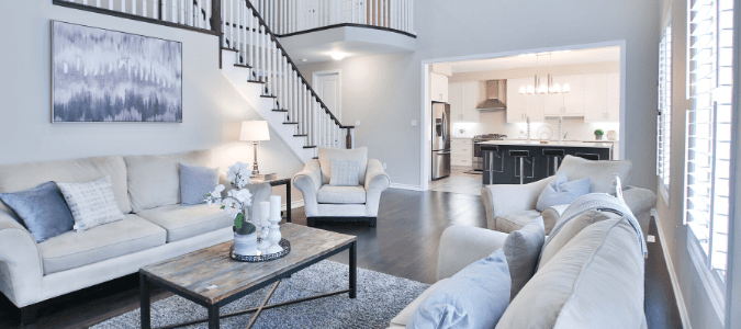a white and light gray living room