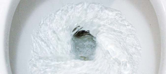 a toilet flushing