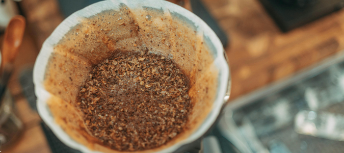 coffee grounds in a dish