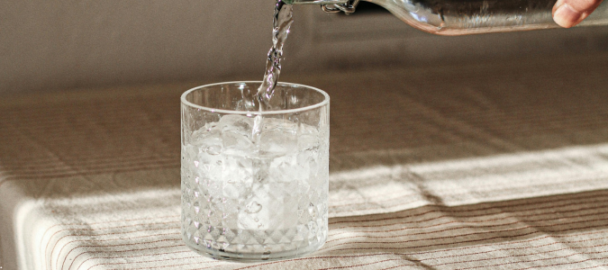a glass of water