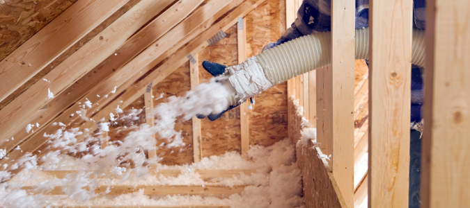 Blown-in insulation installed in attic