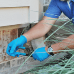 a plumber using specialized tools to locate a leak