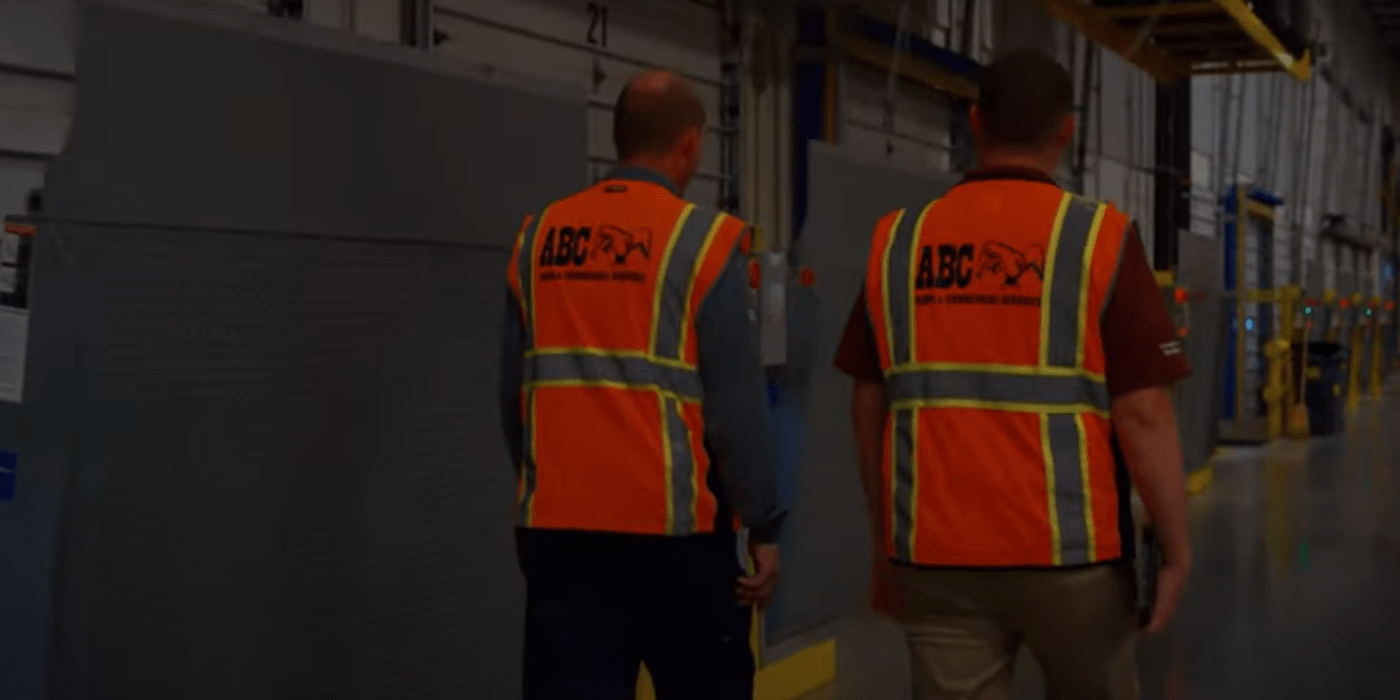 commercial pest control specialists performing an inspection at a food bank